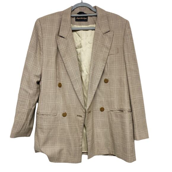 Vintage Giorgio Saint Angelo Womens Size 12 Houndstooth Plaid Wool Blazer - Picture 2 of 6